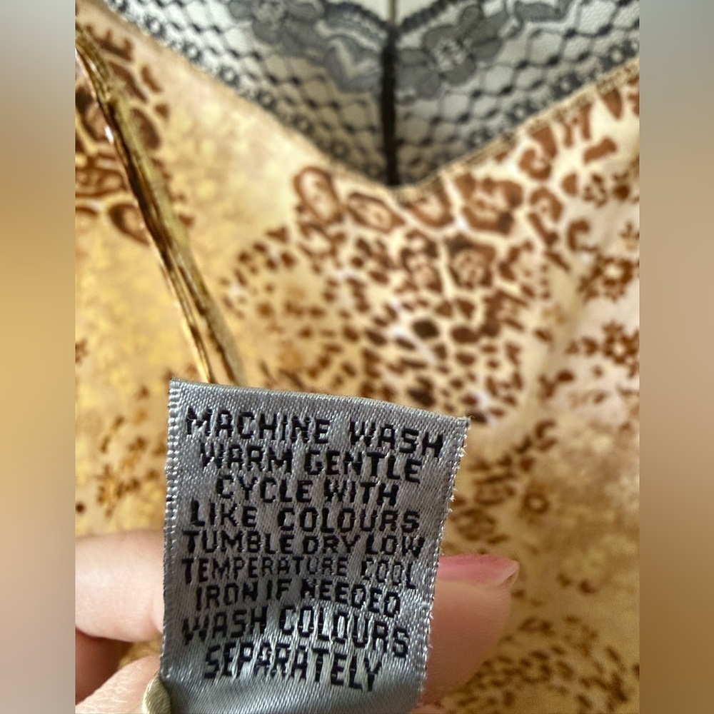 Vintage Leopard Print Maxi Slip Dress or Chemise with Black Lace Trim Size XL - Picture 9 of 9